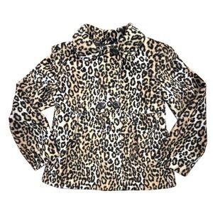 Girls Leopard Print Faux Fur Coat Jacket Gymboree Size L (10-12)
